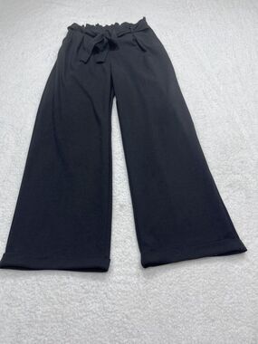 Haute Monde Wide Leg Dress Pants Belted Black Office Preppy Minimalist Large